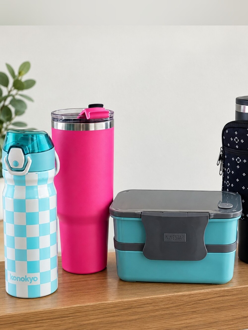 Kitchen Bundle Aqua Blue Meal Box with Gray Lid - Food Storage 3 Tumbers